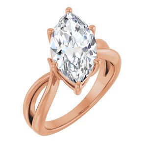 18K Rose Gold 16x8 mm Marquise Ring Mounting