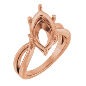 18K Rose Gold 16x8 mm Marquise Ring Mounting – image 2