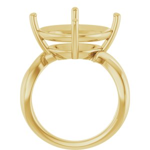 10K Yellow Gold 16 mm Round Ring Mounting – image 4