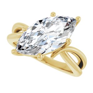 10K Yellow Gold 16x8 mm Marquise Ring Mounting – image 8