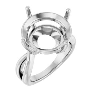 10K White Gold 16 mm Round Ring Mounting – image 2