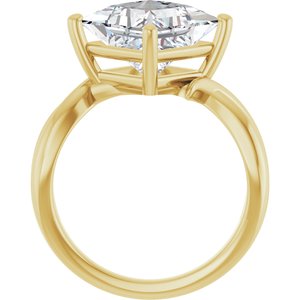18K Yellow Gold 9x9 mm Square Ring Mounting – image 3