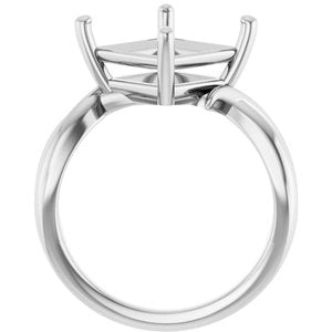 14K White Gold 9x9 mm Square Ring Mounting – image 4