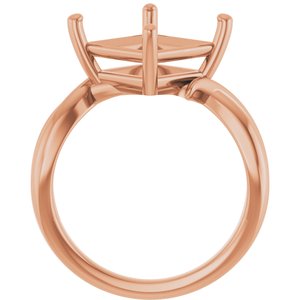 14K Rose Gold 9x9 mm Square Ring Mounting – image 4