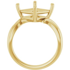 18K Yellow Gold 9x9 mm Square Ring Mounting – image 4