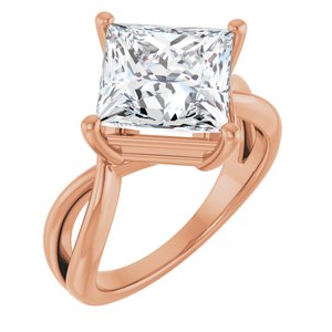 10K Rose Gold 9x9 mm Square Ring Mounting