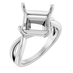 10K White Gold 9x9 mm Square Ring Mounting – image 2