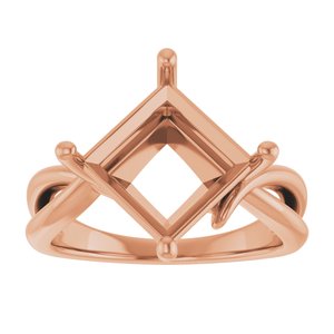 10K Rose Gold 9x9 mm Square Ring Mounting – image 6