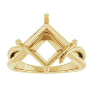 14K Yellow Gold 9x9 mm Square Ring Mounting – image 6