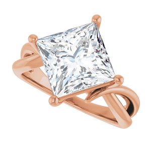 10K Rose Gold 9x9 mm Square Ring Mounting – image 8