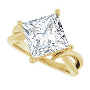 18K Yellow Gold 9x9 mm Square Ring Mounting – image 8