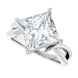 18K White Gold 9x9 mm Square Ring Mounting – image 8