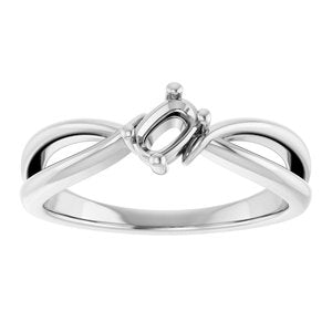 14K White Gold 5x3 mm Elongated Cushion Ring Mounting – image 6