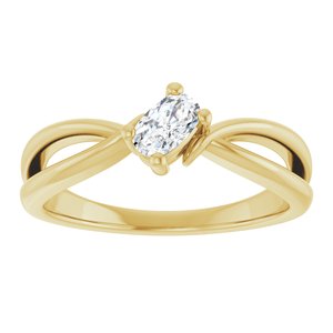 14K Yellow Gold 5x3 mm Elongated Cushion Ring Mounting – image 5