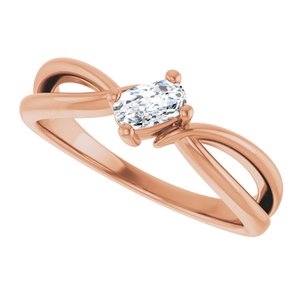 10K Rose Gold 5x3 mm Elongated Cushion Ring Mounting – image 8