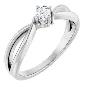 14K White Gold 4x3 mm Oval Ring Mounting