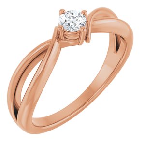 14K Rose Gold 3.5 mm Round Ring Mounting