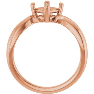 14K Rose Gold 6x6 mm Cushion Ring Mounting – image 4
