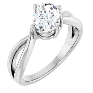14K White Gold 8x6 mm Oval Ring Mounting