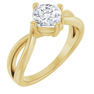 18K Yellow Gold 6x6 mm Cushion Ring Mounting