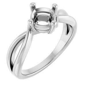 18K White Gold 6x6 mm Cushion Ring Mounting – image 2