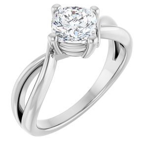 18K White Gold 6x6 mm Cushion Ring Mounting