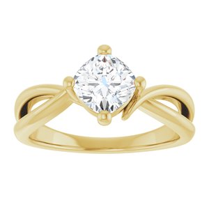 18K Yellow Gold 6x6 mm Cushion Ring Mounting – image 5