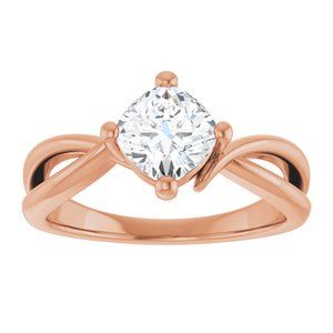 14K Rose Gold 6x6 mm Cushion Ring Mounting – image 5