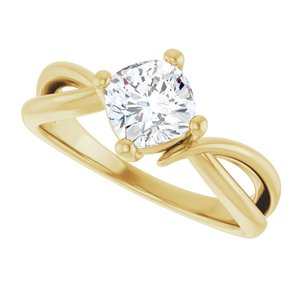 18K Yellow Gold 6x6 mm Cushion Ring Mounting – image 8