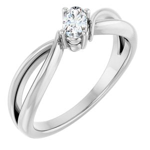 10K White Gold 5x3 mm Oval Ring Mounting