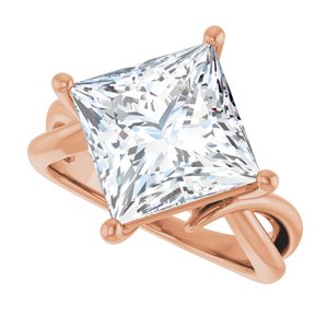 10K Rose Gold 10x10 mm Square Ring Mounting – image 8