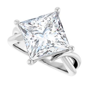 14K White Gold 10x10 mm Square Ring Mounting – image 8