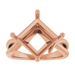 10K Rose Gold 10x10 mm Square Ring Mounting – image 6