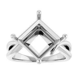 10K White Gold 10x10 mm Square Ring Mounting – image 6
