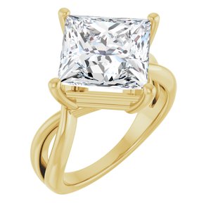 14K Yellow Gold 10x10 mm Square Ring Mounting