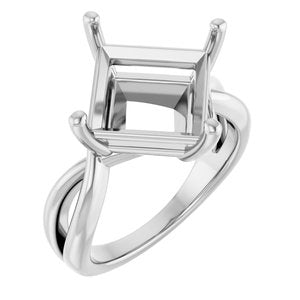 10K White Gold 10x10 mm Square Ring Mounting – image 2