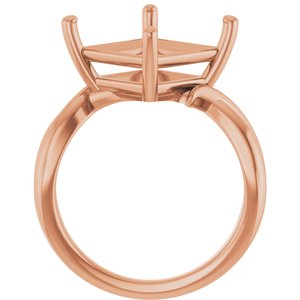 10K Rose Gold 10x10 mm Square Ring Mounting – image 4
