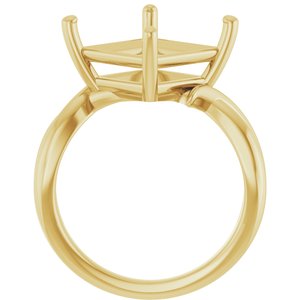 14K Yellow Gold 10x10 mm Square Ring Mounting – image 4