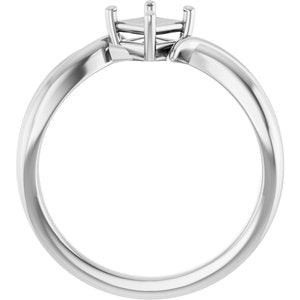 14K X1 White Gold 4x4 mm Square Ring Mounting – image 4