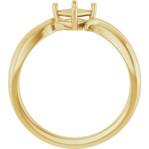 18K Yellow Gold 4x4 mm Square Ring Mounting – image 4