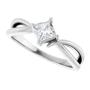 18K White Gold 4x4 mm Square Ring Mounting – image 8