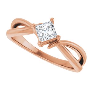 14K Rose Gold 4x4 mm Square Ring Mounting – image 8