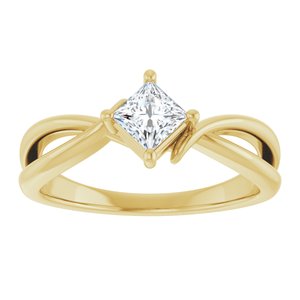 18K Yellow Gold 4x4 mm Square Ring Mounting – image 5