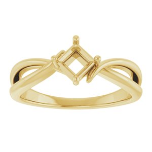 18K Yellow Gold 4x4 mm Square Ring Mounting – image 6