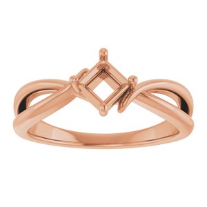 18K Rose Gold 4x4 mm Square Ring Mounting – image 6