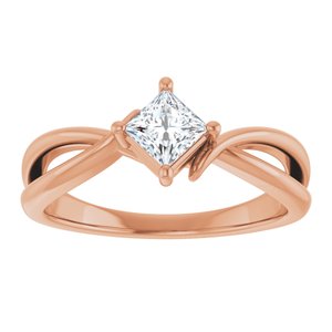 14K Rose Gold 4x4 mm Square Ring Mounting – image 5