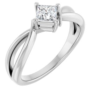 10K White Gold 4x4 mm Square Ring Mounting