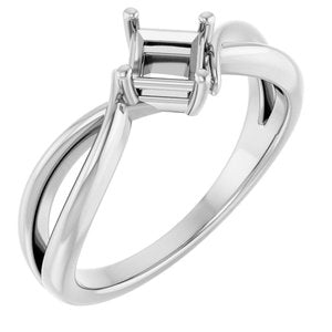 10K White Gold 4x4 mm Square Ring Mounting – image 2