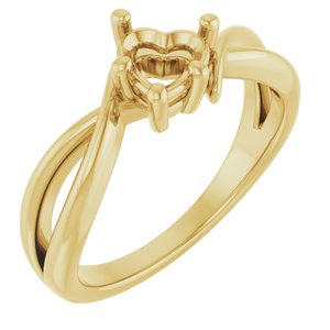 10K Yellow Gold 5.5x5.5 mm Heart Ring Mounting – image 2