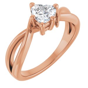 14K Rose Gold 5.5x5.5 mm Heart Ring Mounting